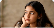 A child quietly thinking