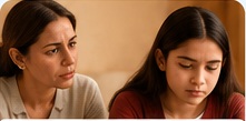 A mother and daughter having a difficult conversation